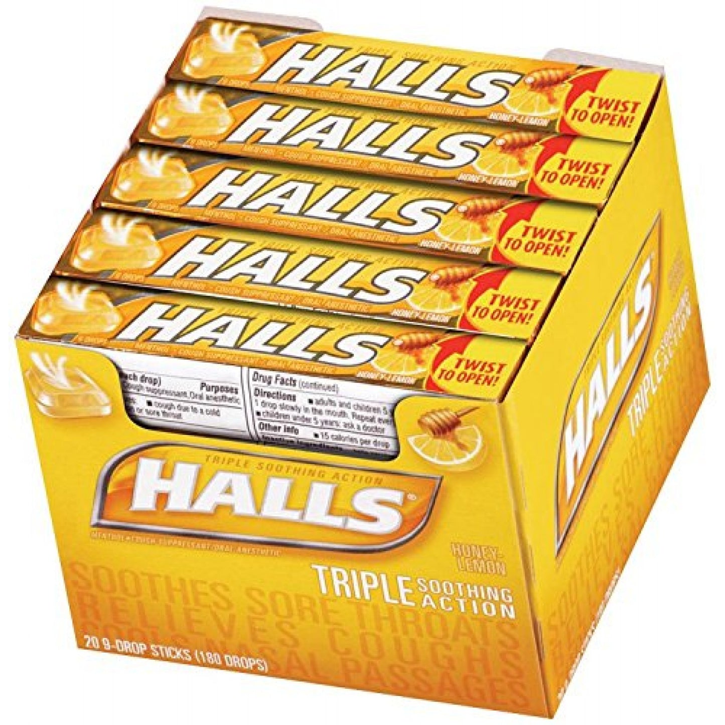 HALLS HONEY-LEMON 20CT DISPLAY / UOM DSP