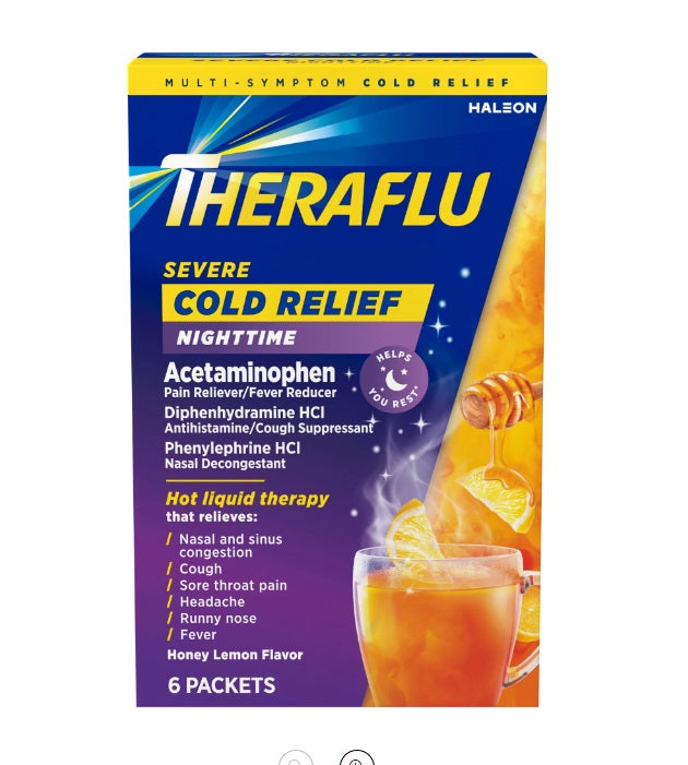 THERAFLU SEVERE COLD& COUGH NIGHTIME 6 S PK3 / UOM C12