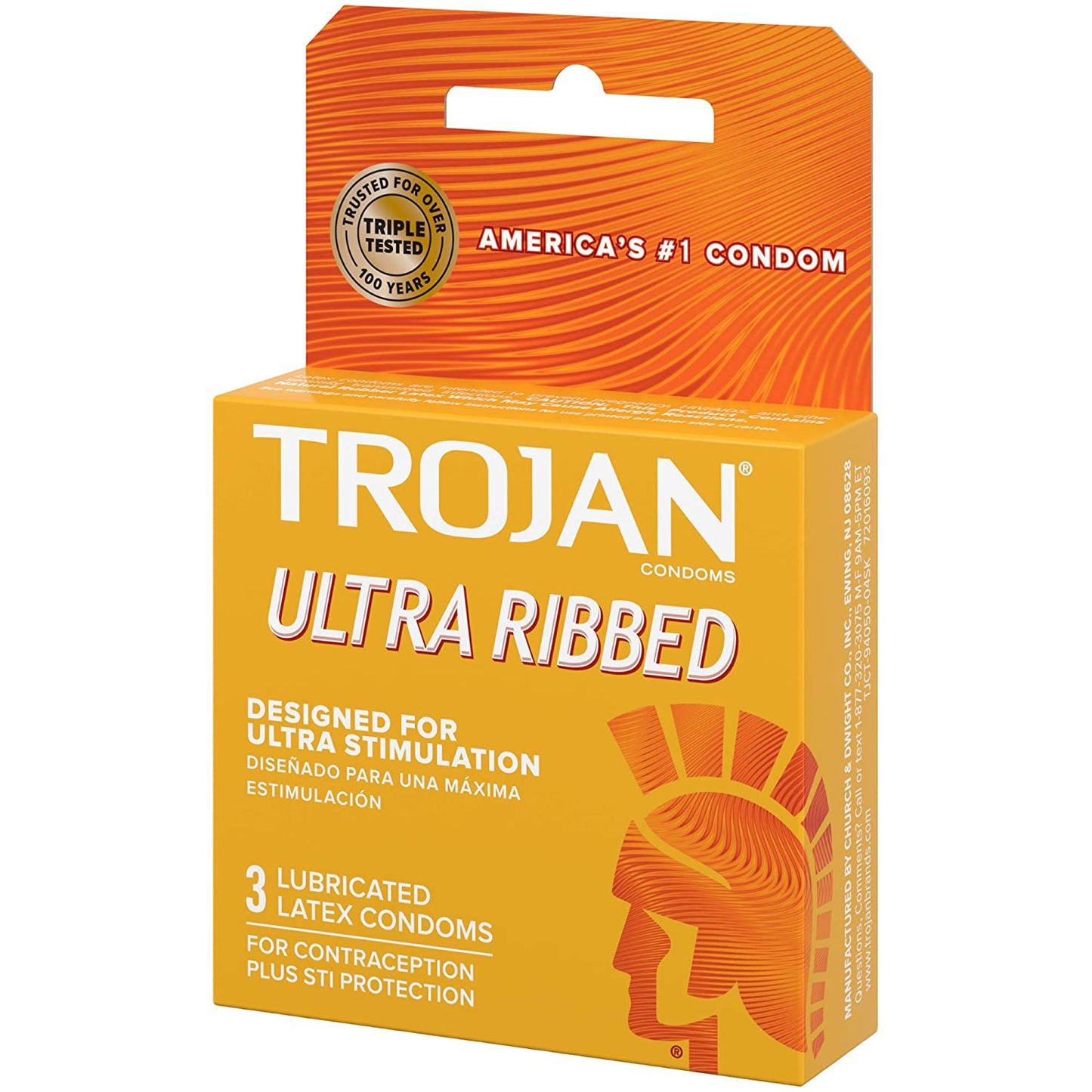 CONDOMS TROJAN ULTRA RIBBED 3CT PK6 / UOM C12