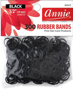 ANNIE RUBBER BANDS 300CT BLACK CS12 / UOM M600