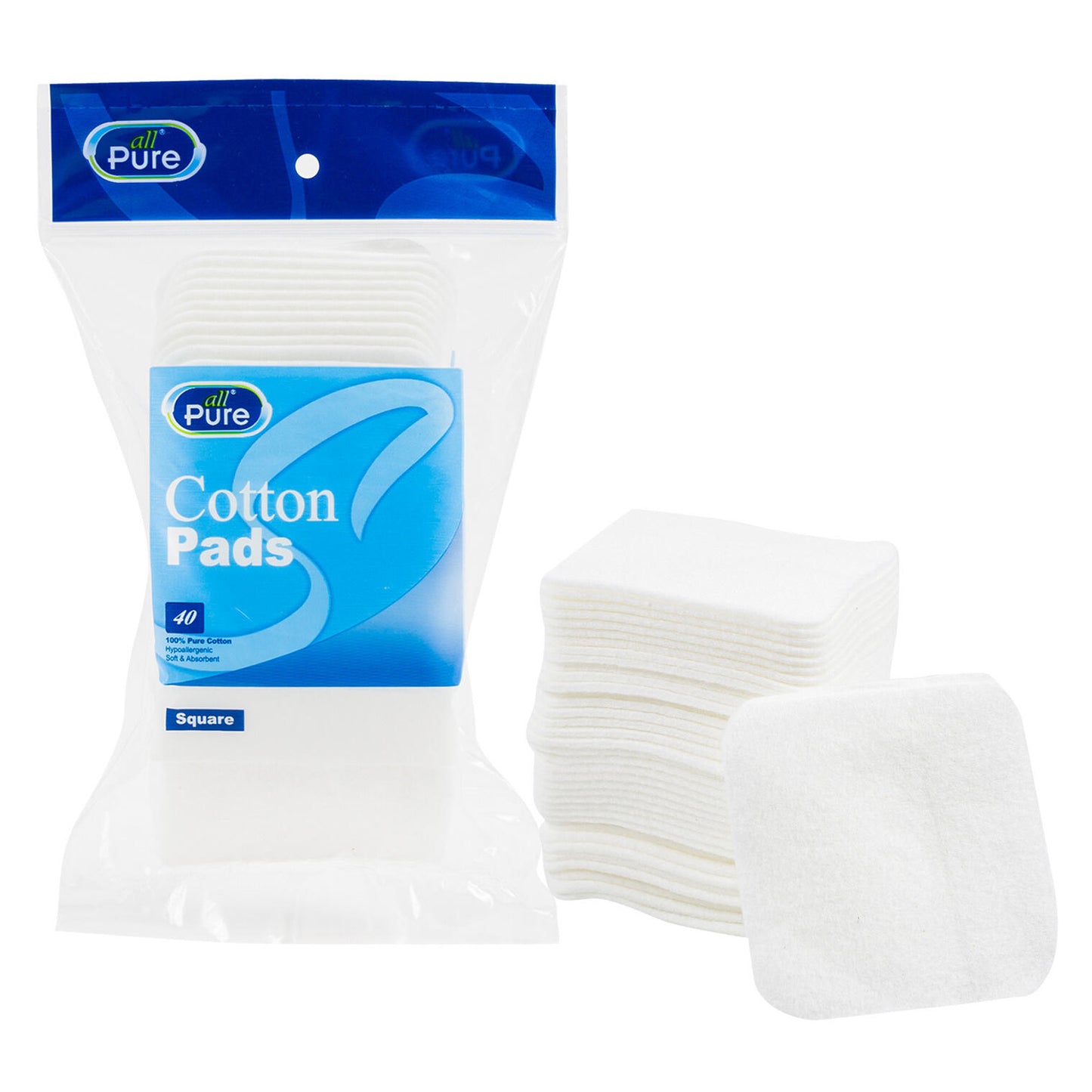 ALL PURE SQUARE COTTON PAD 40ct PK6 / UOM C24