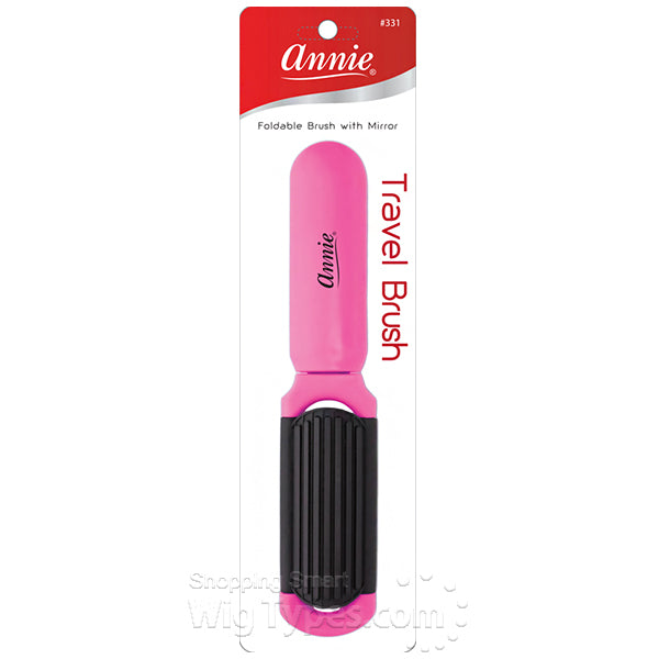 ANNIE TRAVEL BRUSH PINK COLOR WITH MIRROR CS12 / UOM M216