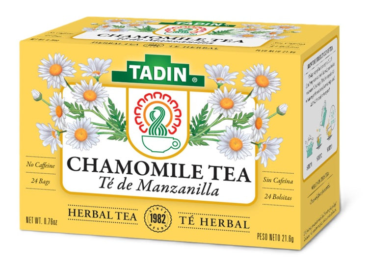 Tadin Chamomile Manzanilla herbal tea 24 count box for relaxation and digestion