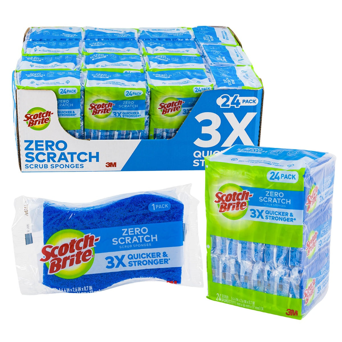 ESPONJA SCOTCH-BRITE ZERO SCRATCH DISPLAY 24CT