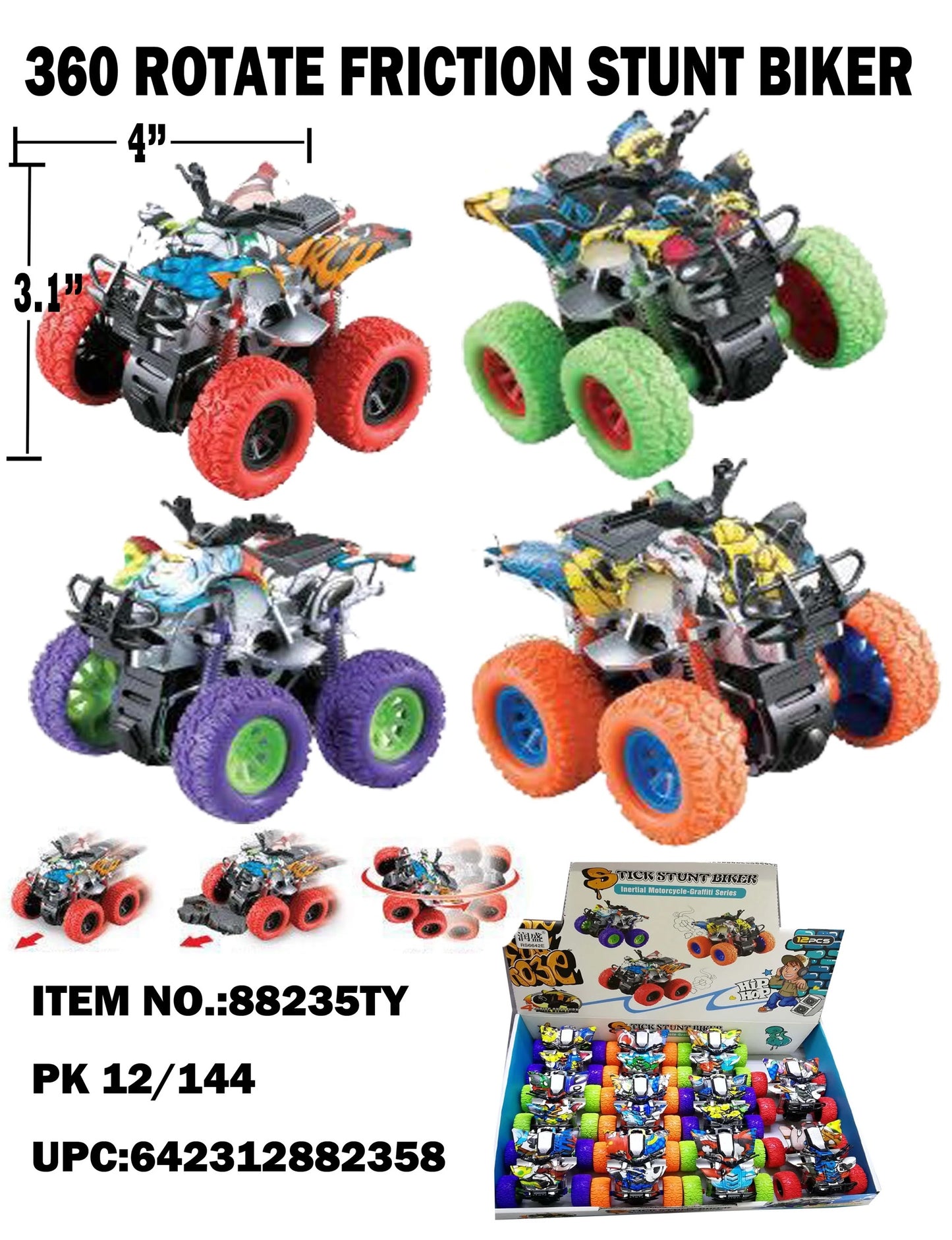 TOYS STICK STUNT BIKER DISPLAY 12CT