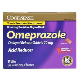 GoodSense Omeprazole 14 count acid reducer tablets for heartburn and GERD treatment