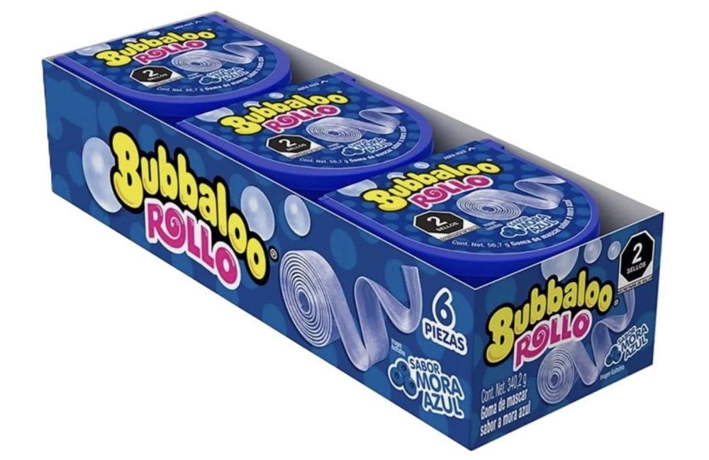 BUBBALOO ROLLO GUM MORA AZUL 6CT DISPLAY