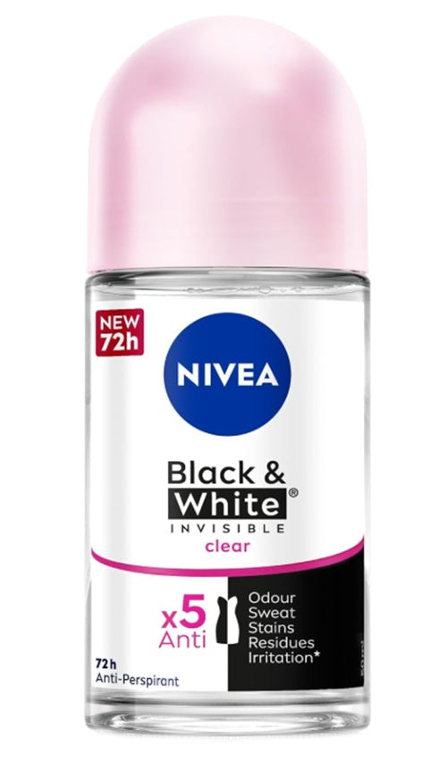 NIVEA DEO ROLL ON B&W CLEAR 50 ML PK6 / UOM C24