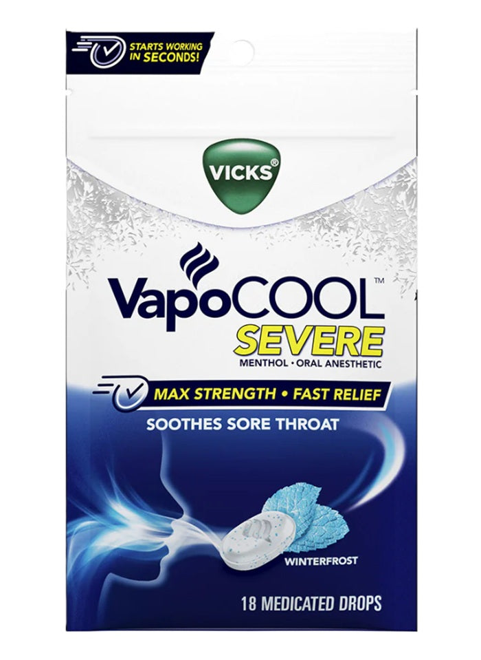 VICKS DROPS SORE THROAT WINTER FRESH 18CT C12