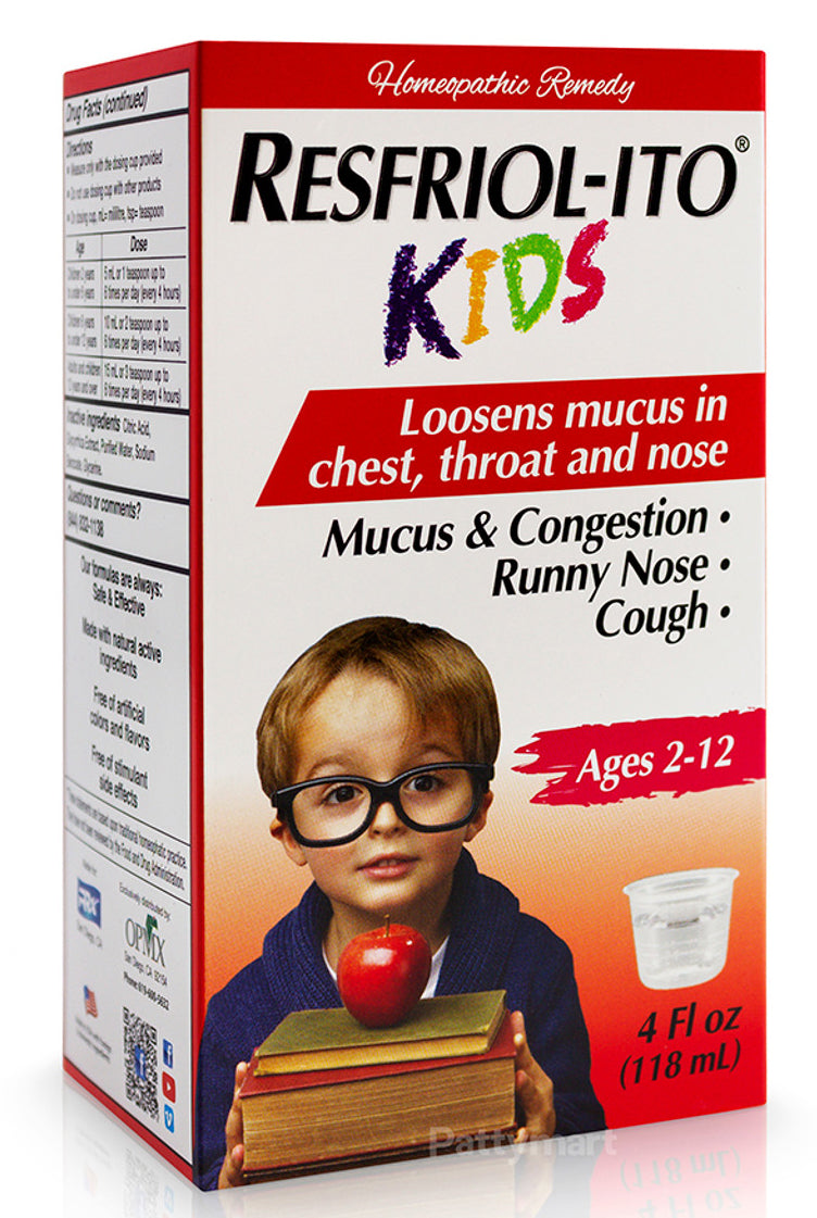 RESFRIOL-ITO Kids Cough Syrup + Mucus With Dark Honey Immune System Support Soothes Coughs Associated With Hoarseness Dry Throat And Irritants Dietary Supplement