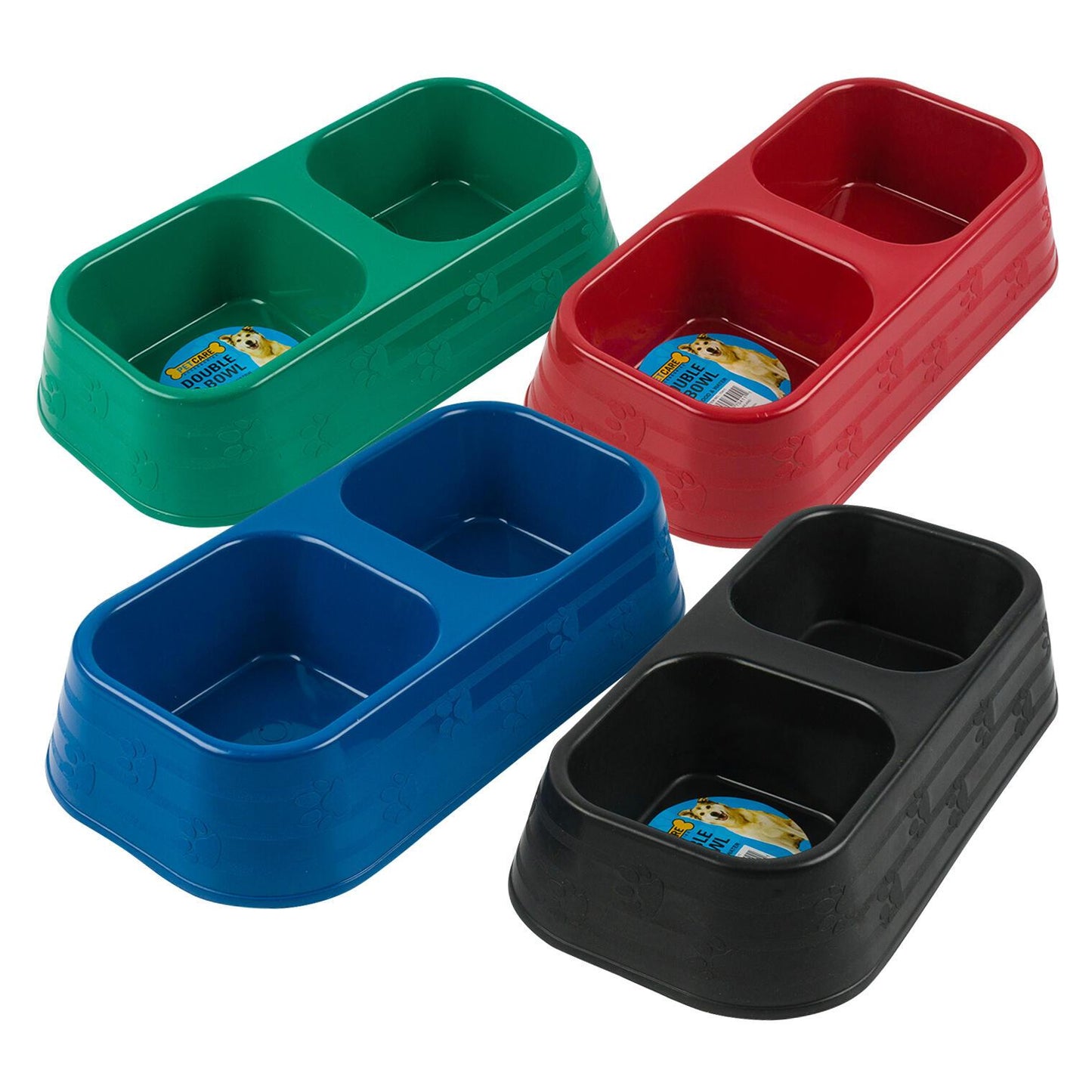 DOUBLE FOOD & WATER BOWL ASSORTED COLORS PK6 / UOM C24