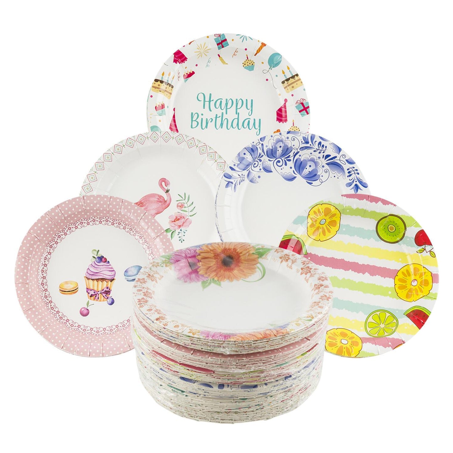 PAPER PLATE 12ct 7"ASSORTED PRINT CASE 12 / UOM CS
