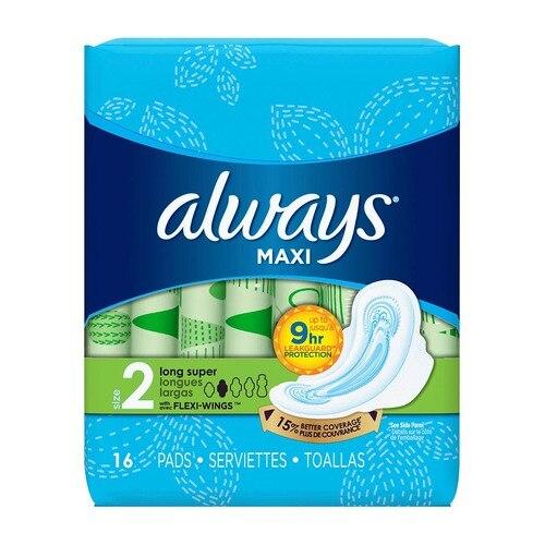 ALWAYS MAXI SUPER LONG W/WINGS 16CT PK6 / UOM C12