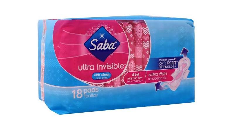 SABA ULTRA INVISIBLE THIN REG 18 PADS PK6 / UOM C12