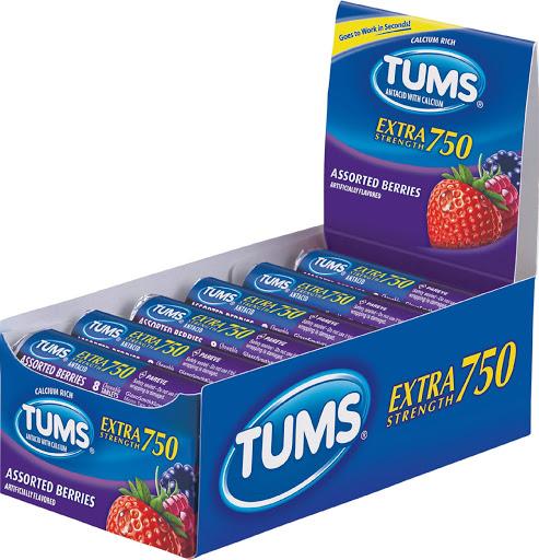 TUMS 8'S EXTRA STRONG BERRIES ASSTD 12CT DISPLAY / UOM DSP