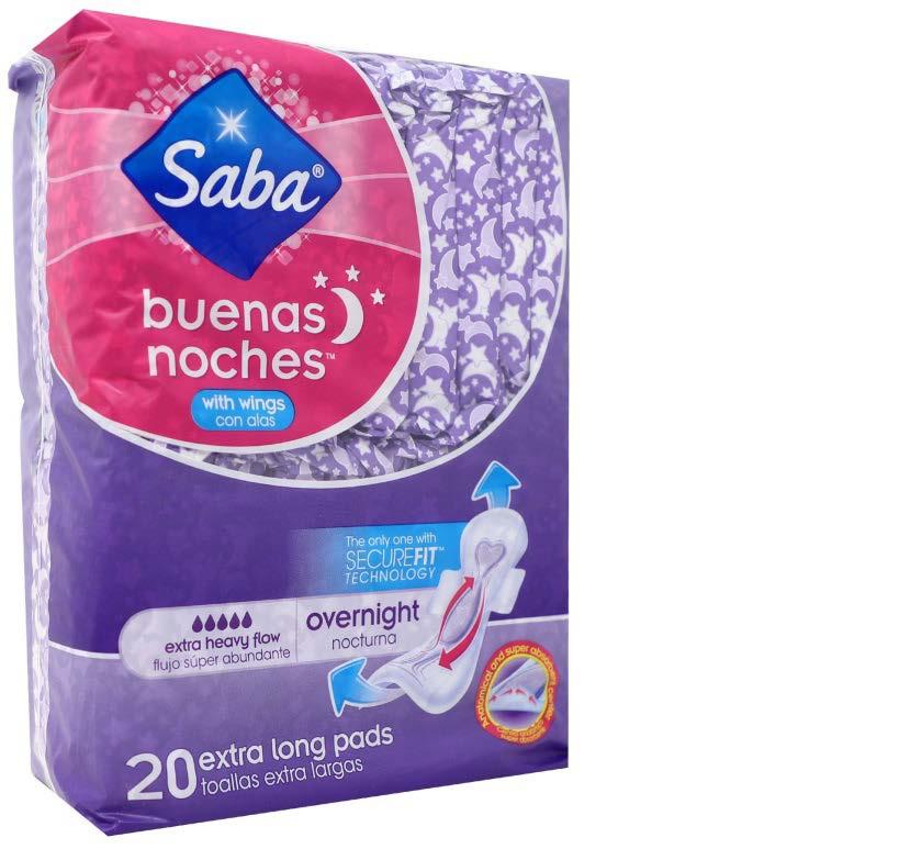 SABA MAXI NIGHT 20 PADS PK6 / UOM C12