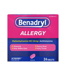 Benadryl Allergy Relief 24 tablets diphenhydramine antihistamine for allergy symptoms