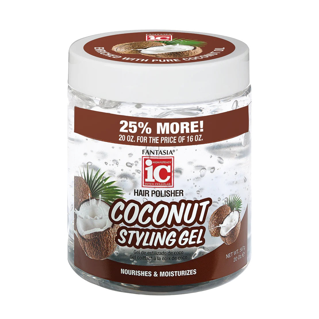 I.C. HAIR POLISHER COCONUT STYLING GEL 20oz PK3 /  UOM CS6