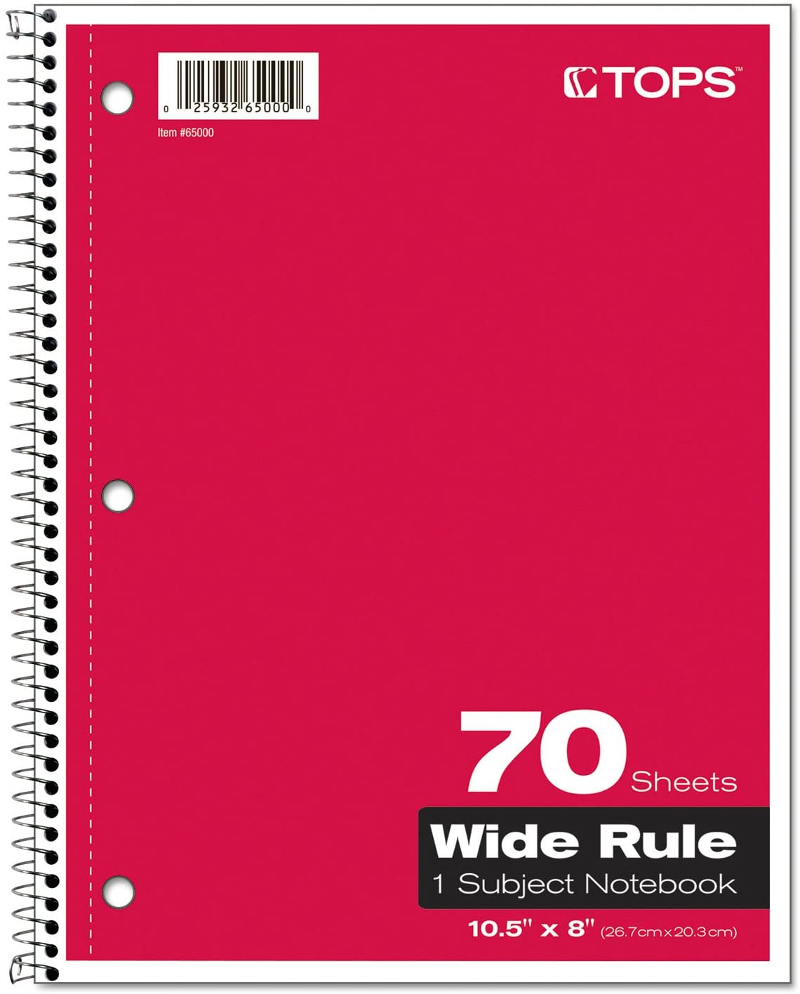 ONE SUBJECT SPIRAL NOTEBOOK 70 SHEET CS6