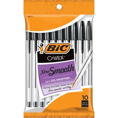 PEN BIC BLACK XTRA SMOOTH BAG 10ct PK6