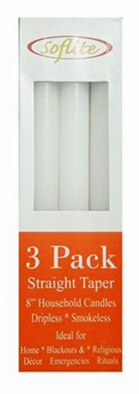 SOFTLITE 8IN CANDLES 3ct C36 / UOM C36