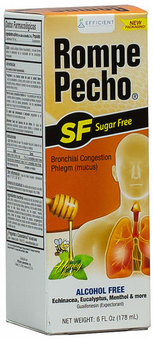 Rompe Pecho SF sugar-free cough syrup 6 oz bottle safe for diabetics