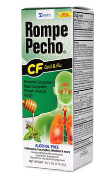 Rompe Pecho CF cough syrup 6 oz bottle for cough and chest congestion relief