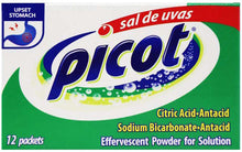 Sal de Uvas Picot effervescent antacid 12-packet box for heartburn and upset stomach relief