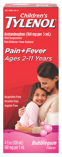 Tylenol Children's Pain and Fever liquid 4 oz bubblegum flavor acetaminophen for kids