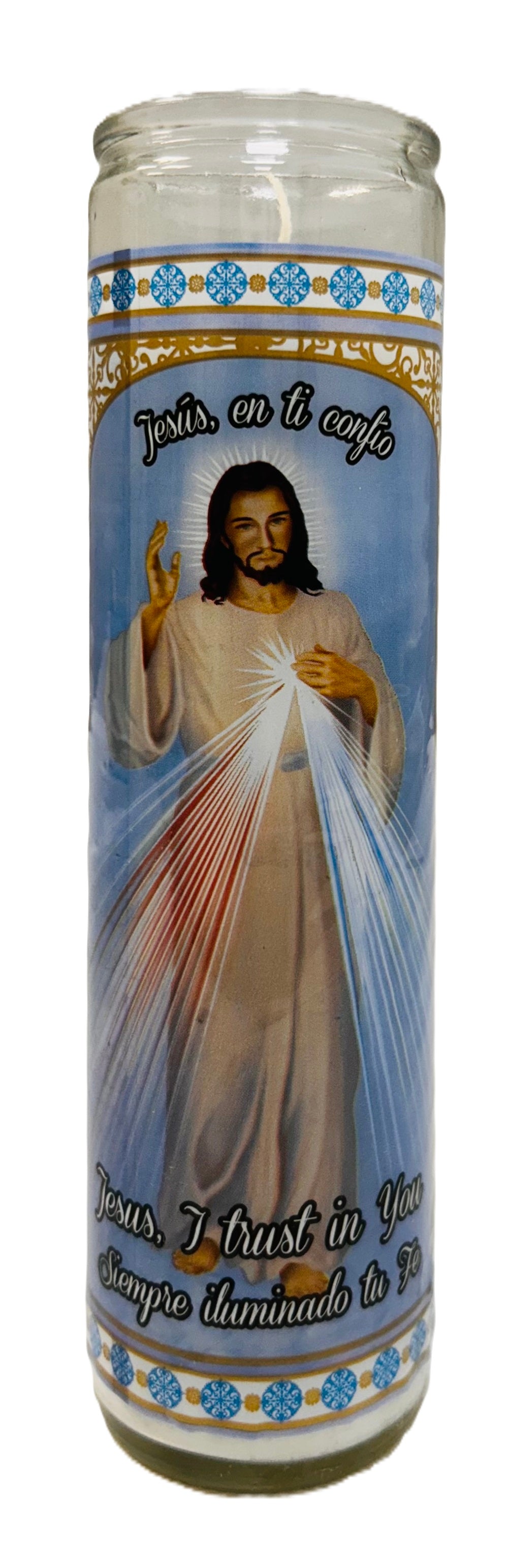 VELADORA JESUS EN TI CONFIO BLANCA C12 / UOM C12