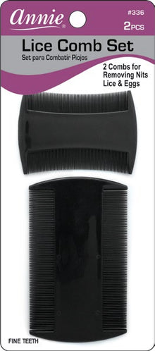 Annie Lice Removal Comb Set, 2 Count, Black