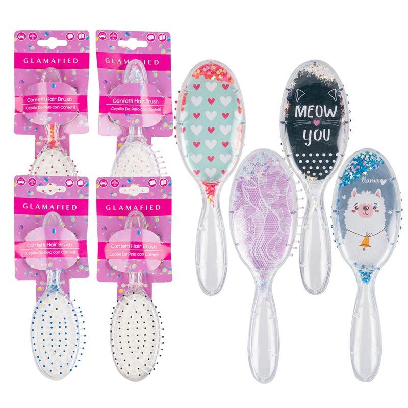 GLAMAFIED CONFETTI HAIR BRUSH PK24 / UOM C48