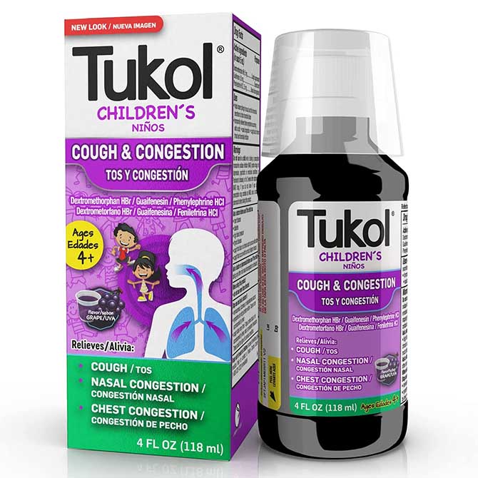 TUKOL CHILDRENS A+COUGH AND COLD GRAPE 4FO PK3  /  UOM C12