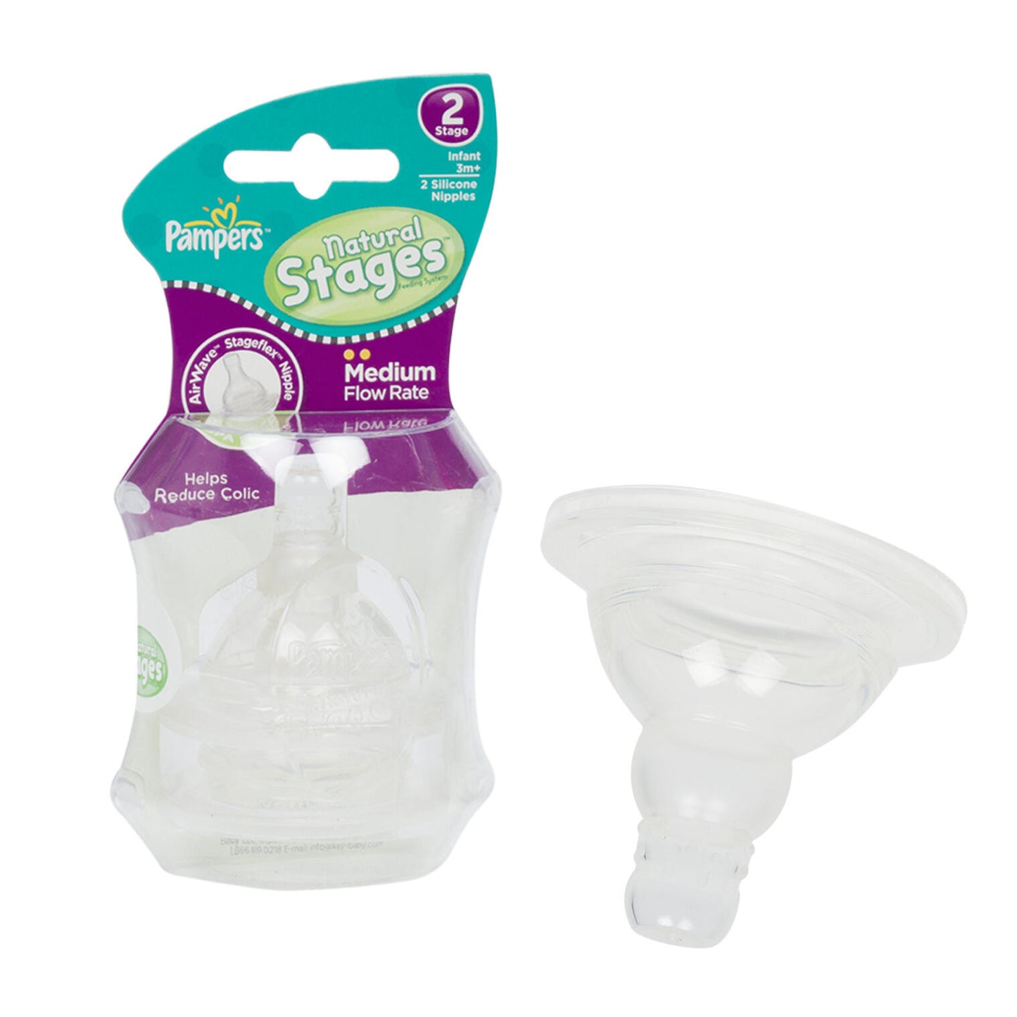 PAMPERS BABY NIPPLE STAGE 2 SILICON  2CT - PK 3  /  UOM C24