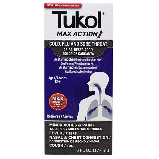TUKOL MAX ACTION SEVERE COLD SORE THROAT & COUGH 6FO PK3  /  UOM C12