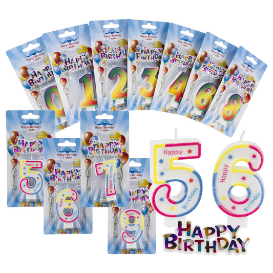 BIRTHDAY NUMBERED CANDLES ASSORTED C12