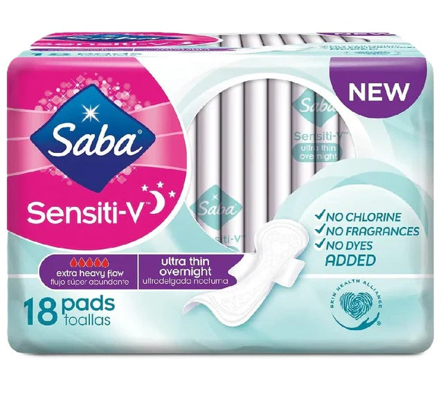 SABA SENSITIVA OVERNIGHT ULTRA THIN 18CT PK8 / UOM  C16