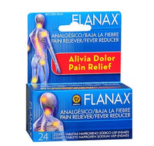 Flanax Pain Reliever 24 naproxen sodium tablets box for headache, back pain and arthritis