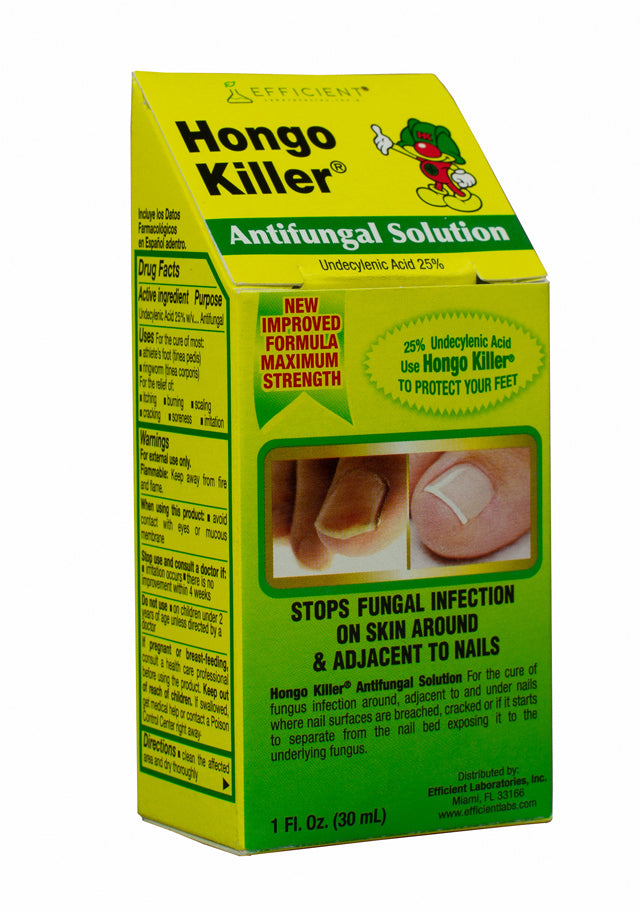 Hongo Killer Antifungal Solution 1 oz bottle for athlete's foot and ringworm treatment