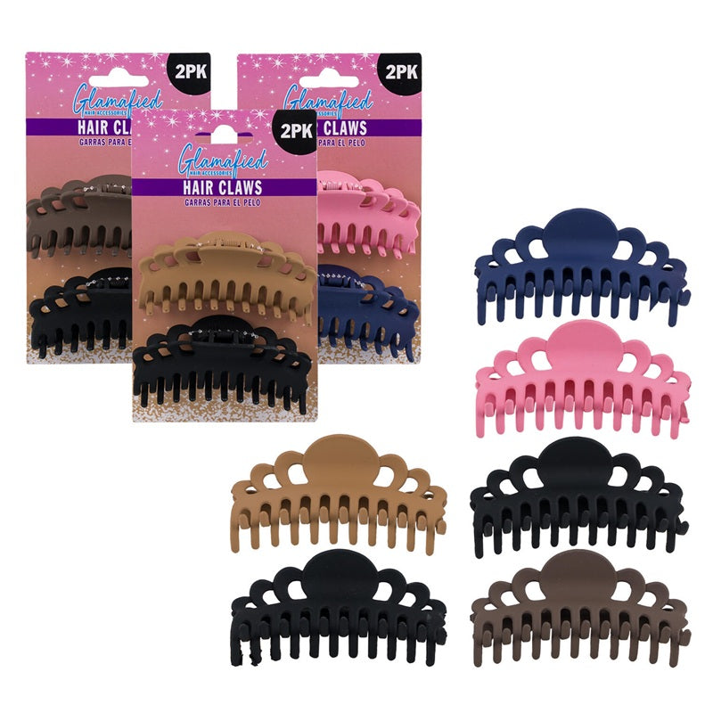 GLAMAFIED 3" HAIR CLAWS 2CT ASSORTED PK12 / UOM C36