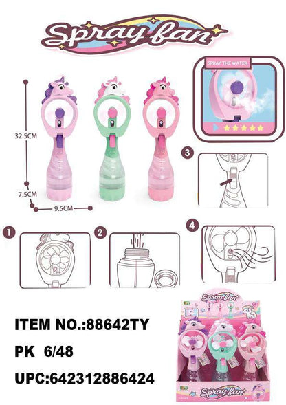 TOYS UNICORN SPRAY FAN DISPLAY 6CT  /  UOM DSP