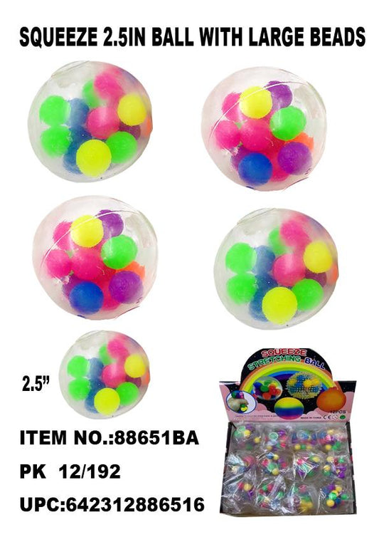TOYS STICKY AND SQUEEZE BALL COLOR BEADS DISPLAY 12CT  /  UOM DSP