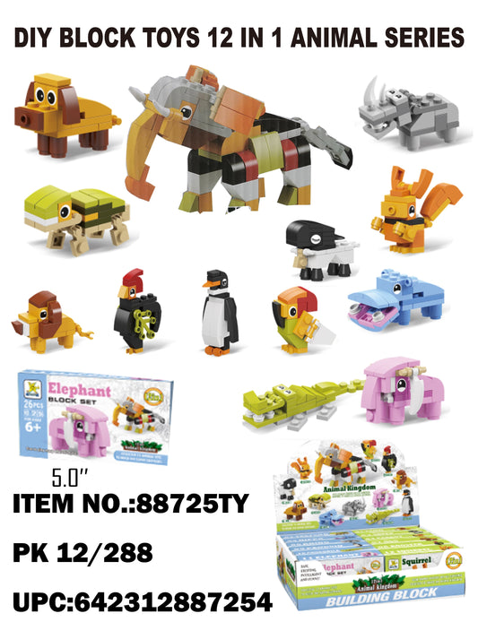 TOYS DYI BLOCK TOYS ANIMAL SERIES DISPLAY 12CT  /  UOM DSP