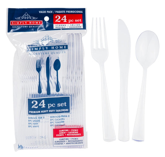 PLASTIC CUTLERY/ UTENSILS SET 24pc CASE 12  /  UOM C12