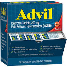 Advil Ibuprofen Pain Reliever, 200mg, 2/Packet, 50 Packets/Box