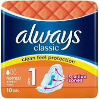 Always Classic Normal Sanitary Pads With Wings 10 Count