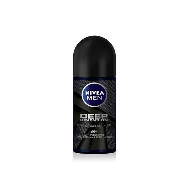 Nivea Deo Roll On Hombre Deep Carbón Negro 50ml | Paquete de 6