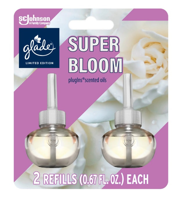 GLADE SCENTED OIL REFILL 2PK SUPER BLOOM .67oz  C6