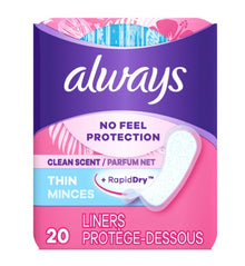 ALWAYS LINERS THIN NO FEEL SCENTED 20CT PK6 / UOM 24