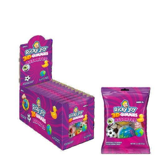 RICKY JOY 3D ASSORTED GUMMIES 12CT DISPLAY